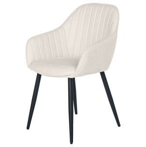 Silla con Brazos WITTA, Textil Beige / Metal Negro - Vackart. La más exclusiva selección de sillas de diseño nórdico en Vackart, tu tienda de diseño online.