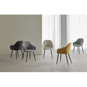 Silla con Brazos WITTA, Textil Gris Claro / Metal Negro - Vackart 2