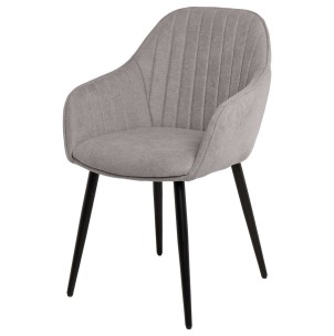 Silla con Brazos WITTA, Textil Gris Claro / Metal Negro - Vackart. La más exclusiva selección de sillas de diseño nórdico en Vackart, tu tienda de diseño online.