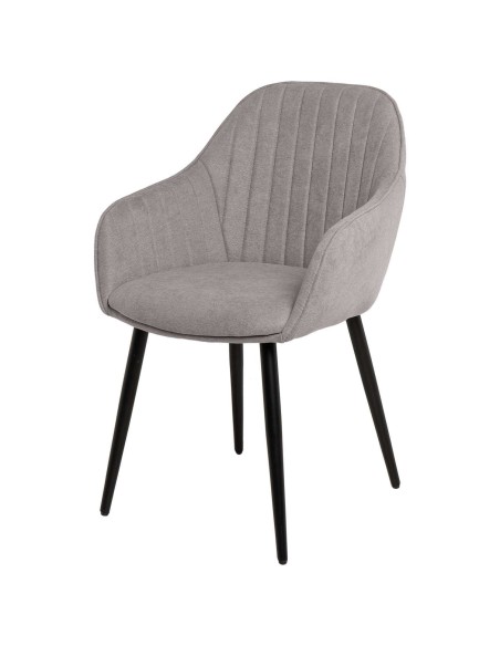 Silla con Brazos WITTA, Textil Gris Claro / Metal Negro - Vackart