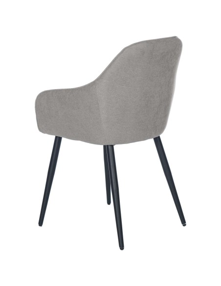 Silla con Brazos WITTA, Textil Gris Claro / Metal Negro - Vackart