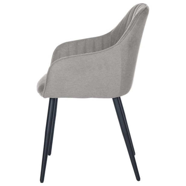 Silla con Brazos WITTA, Textil Gris Claro / Metal Negro - Vackart
