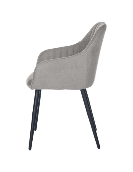 Silla con Brazos WITTA, Textil Gris Claro / Metal Negro - Vackart