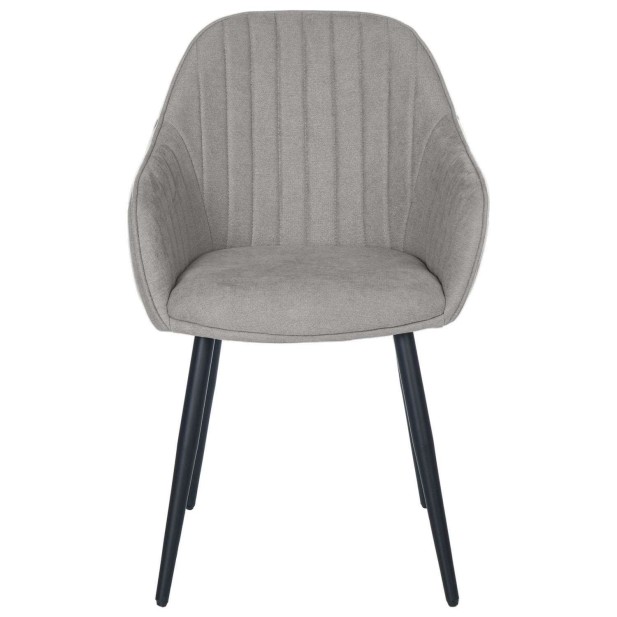 Silla con Brazos WITTA, Textil Gris Claro / Metal Negro - Vackart