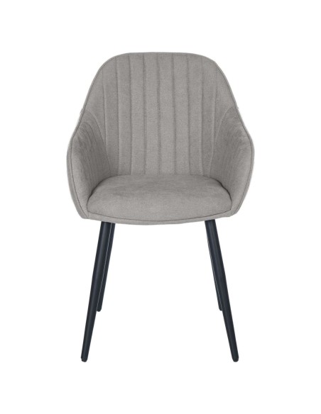 Silla con Brazos WITTA, Textil Gris Claro / Metal Negro - Vackart