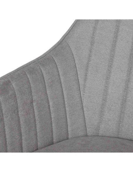 Silla con Brazos WITTA, Textil Gris Claro / Metal Negro - Vackart