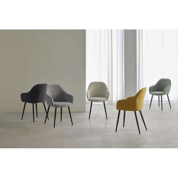 Silla con Brazos WITTA, Textil Gris Oscuro / Metal Negro - Vackart