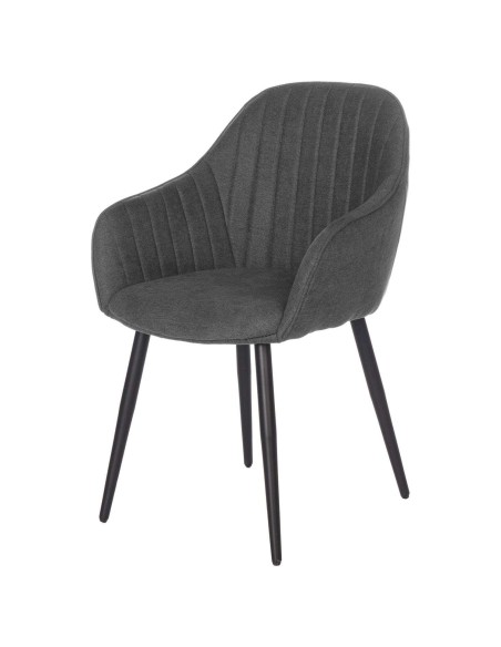Silla con Brazos WITTA, Textil Gris Oscuro / Metal Negro - Vackart