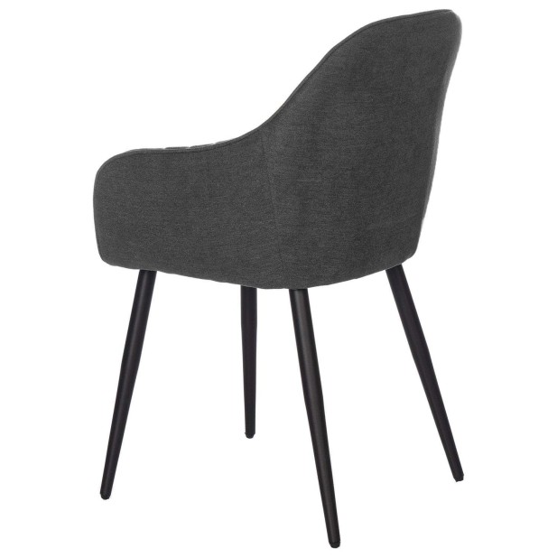 Silla con Brazos WITTA, Textil Gris Oscuro / Metal Negro - Vackart