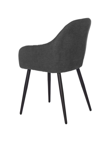 Silla con Brazos WITTA, Textil Gris Oscuro / Metal Negro - Vackart