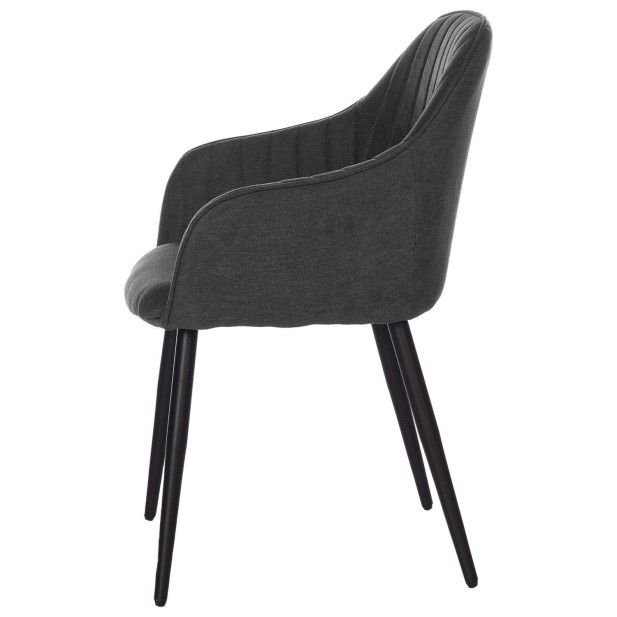 Silla con Brazos WITTA, Textil Gris Oscuro / Metal Negro - Vackart