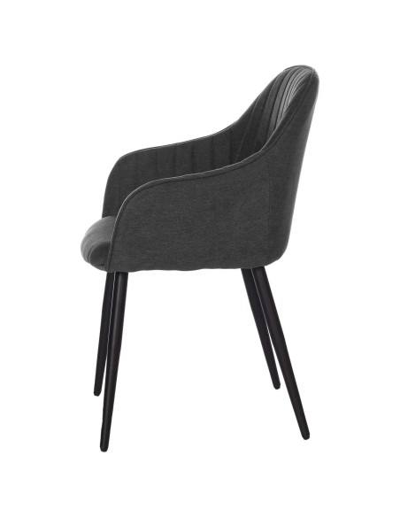 Silla con Brazos WITTA, Textil Gris Oscuro / Metal Negro - Vackart