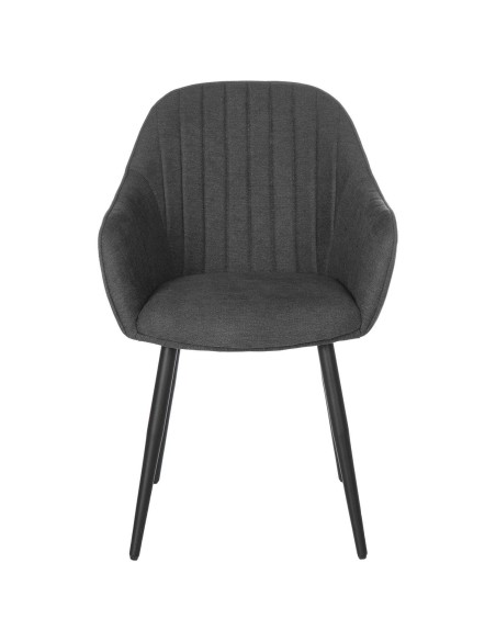 Silla con Brazos WITTA, Textil Gris Oscuro / Metal Negro - Vackart