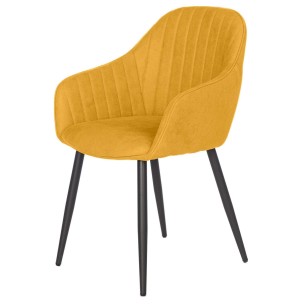 Silla con Brazos WITTA, Textil Mostaza / Metal Negro - Vackart. La más exclusiva selección de sillas de diseño nórdico en Vackart, tu tienda de diseño online.