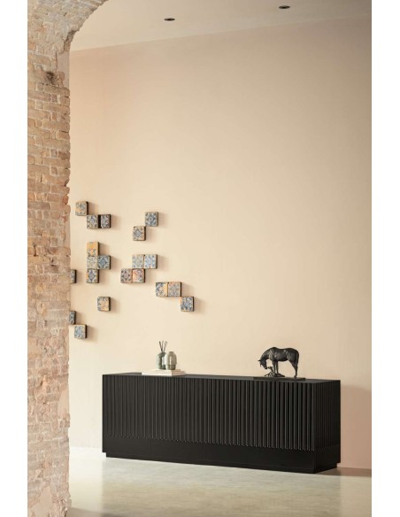 Aparador DORIC 198x48 cm, Negro / Interior Antracita - Teulat. Vackart