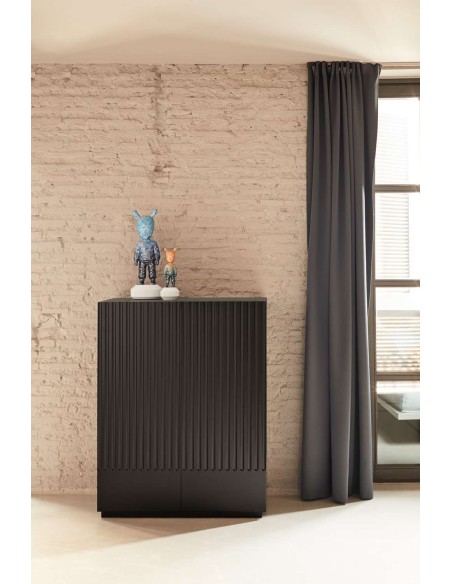 Aparador DORIC 91x120 cm, Negro / Interior Antracita - Teulat. Vackart