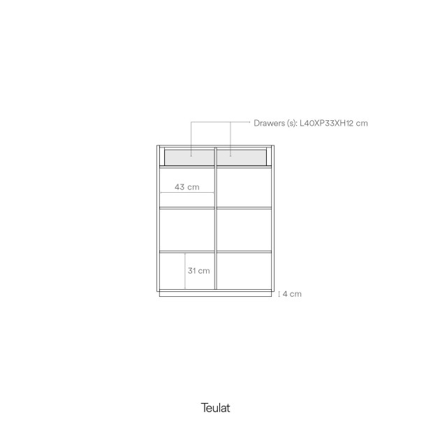 Aparador DORIC 91x120 cm, Negro / Interior Antracita - Teulat. Vackart