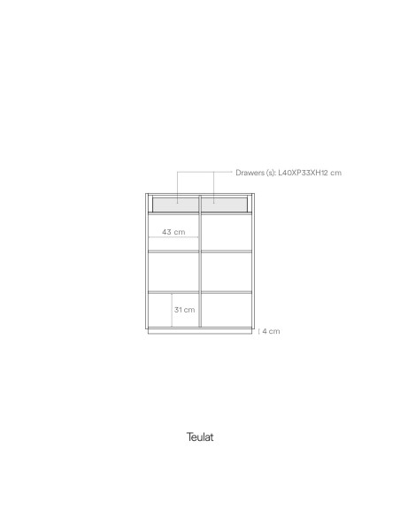 Aparador DORIC 91x120 cm, Negro / Interior Antracita - Teulat. Vackart