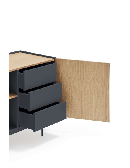 Aparador OTTO 130x45 cm, Antracita / Roble Natural - Teulat. Vackart