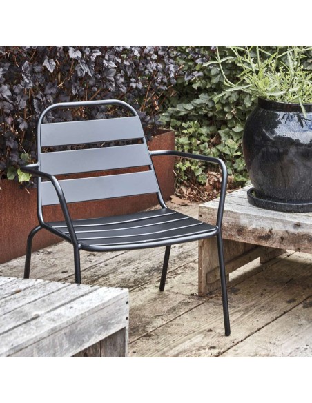 Silla Exterior con Brazos HDHelo, Metal Negro - House Doctor. Vackart