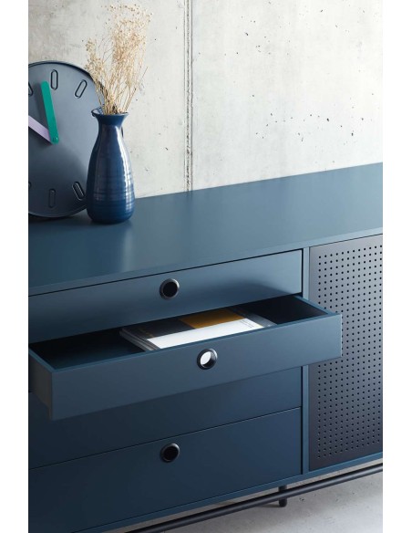 Aparador PUNTO 150x47 cm, Gris Antracita / Negro - Teulat. Vackart - Teulat. Vackart
