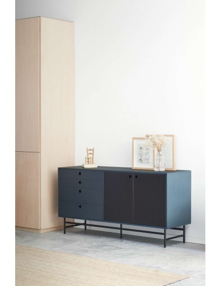 Aparador PUNTO 150x47 cm, Gris Antracita / Negro - Teulat. Vackart - Teulat. Vackart