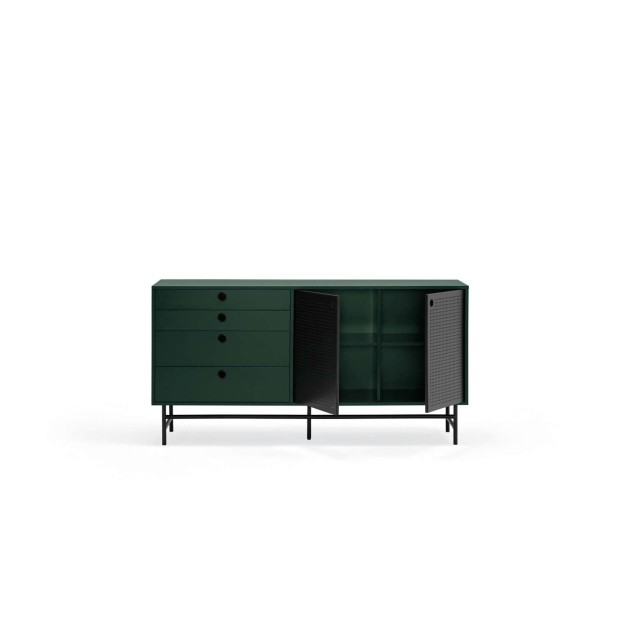 Aparador PUNTO 150x47 cm, Negro / Verde Oscuro - Teulat