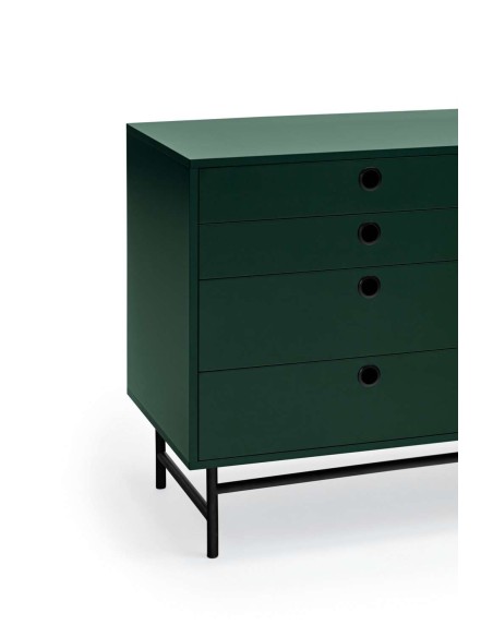 Aparador PUNTO 150x47 cm, Negro / Verde Oscuro - Teulat