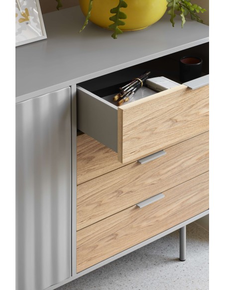 Aparador SIERRA 108x47 cm, DM Gris Claro / Roble - Teulat. Vackart