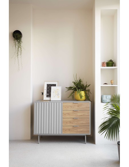Aparador SIERRA 108x47 cm, DM Gris Claro / Roble - Teulat. Vackart