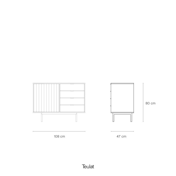 Aparador SIERRA 108x47 cm, DM Gris Claro / Roble - Teulat. Vackart