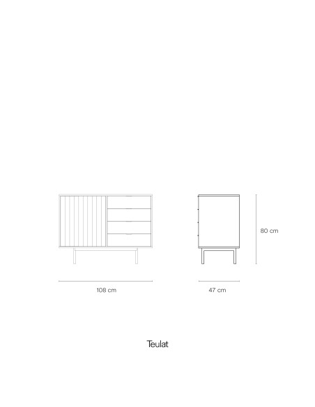 Aparador SIERRA 108x47 cm, DM Gris Claro / Roble - Teulat. Vackart