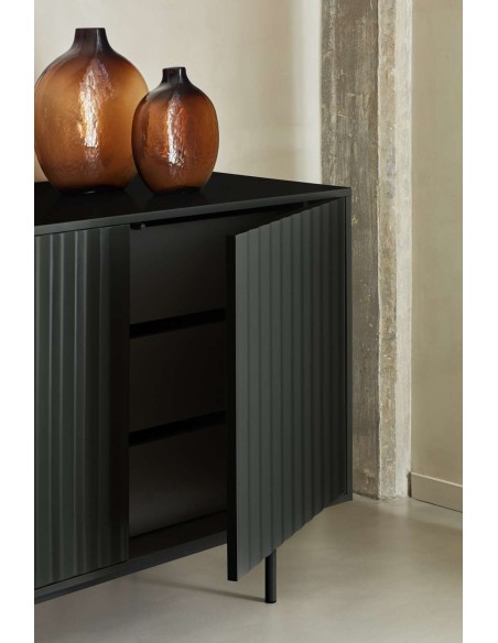 Aparador SIERRA 159x47 cm, DM Negro / Metal - Teulat. Vackart