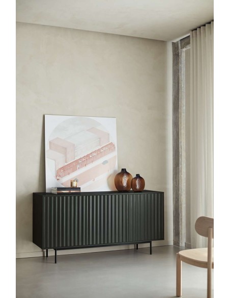 Aparador SIERRA 159x47 cm, DM Negro / Metal - Teulat. Vackart