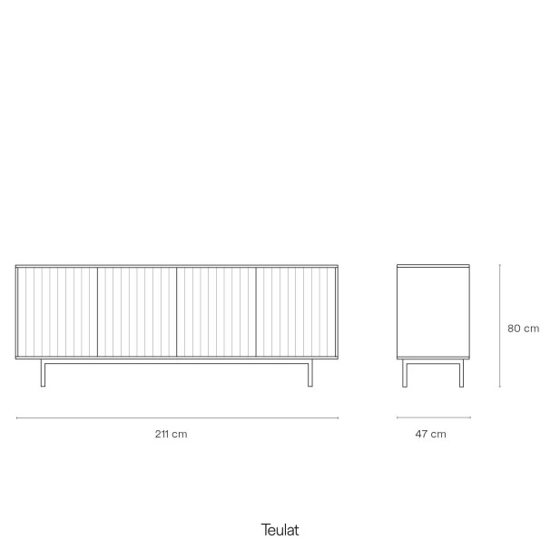 Aparador SIERRA 211x47 cm, DM / Metal Negro - Teulat. Vackart