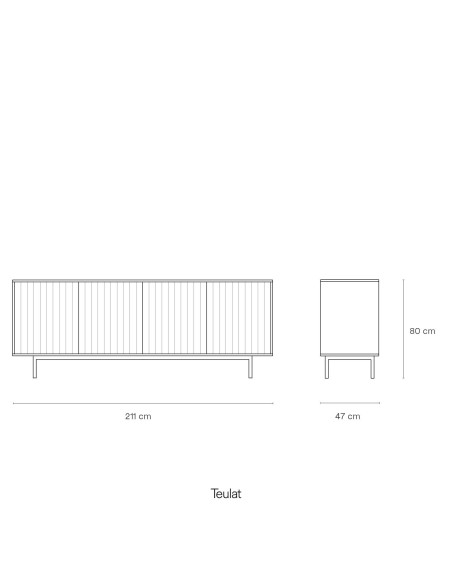 Aparador SIERRA 211x47 cm, DM / Metal Blanco - Teulat. Vackart