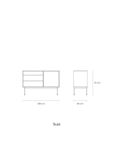 Aparador YOKO 128x45 cm, DM Gris Antracita / Roble - Teulat. Vackart