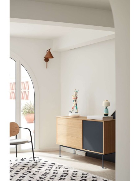 Aparador YOKO 128x45 cm, DM Gris Antracita / Roble - Teulat. Vackart