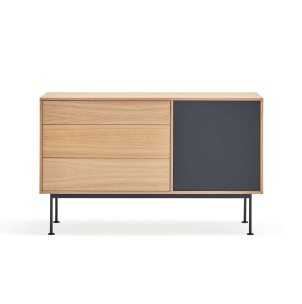 Aparador YOKO 128x45 cm, DM Gris Antracita / Roble - Teulat. Vackart