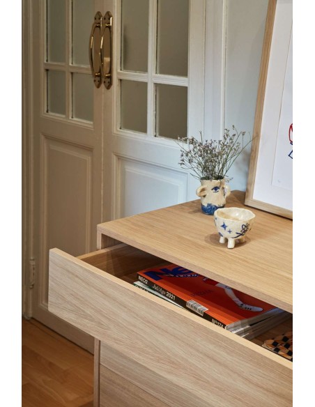 Aparador YOKO 128x45 cm, DM Teja / Roble - Teulat. Vackart