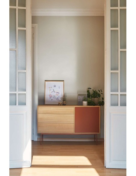 Aparador YOKO 128x45 cm, DM Teja / Roble - Teulat. Vackart