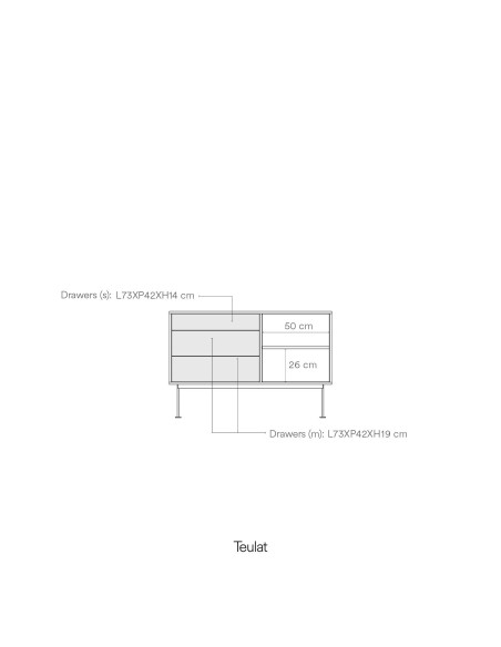 Aparador YOKO 128x45 cm, DM Teja / Roble - Teulat. Vackart
