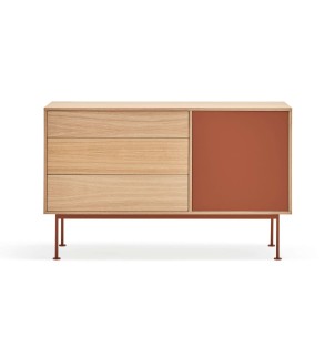 Aparador YOKO 128x45 cm, DM Teja / Roble - Teulat. Vackart