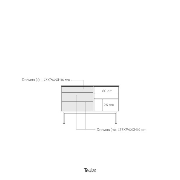 Aparador YOKO 128x45 cm, DM Crema / Roble  - Teulat. Vackart