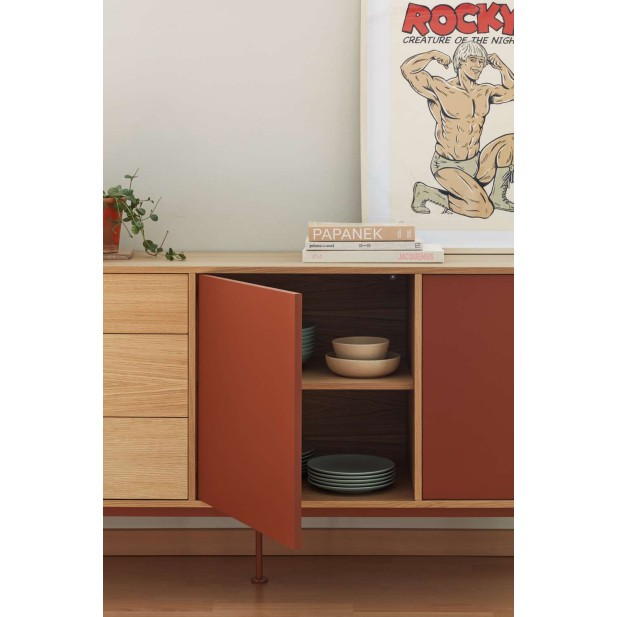 Aparador YOKO 180x45 cm, DM Teja / Roble - Teulat. Vackart