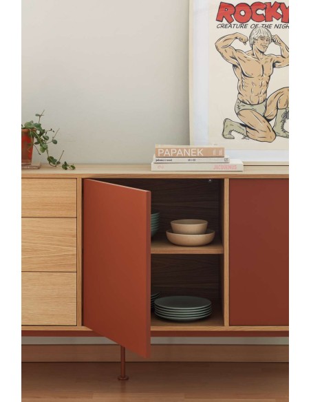 Aparador YOKO 180x45 cm, DM Teja / Roble - Teulat. Vackart