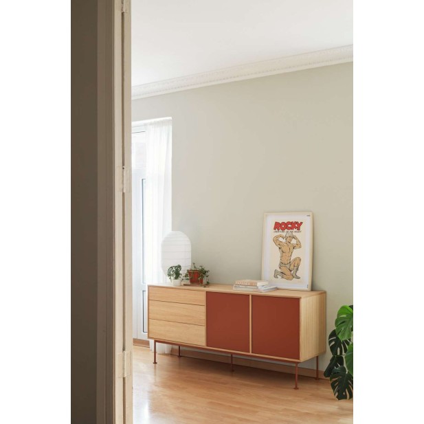 Aparador YOKO 180x45 cm, DM Teja / Roble - Teulat. Vackart
