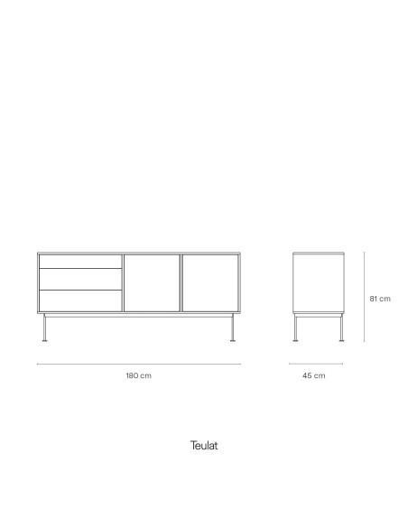 Aparador YOKO 180x45 cm, DM Teja / Roble - Teulat. Vackart