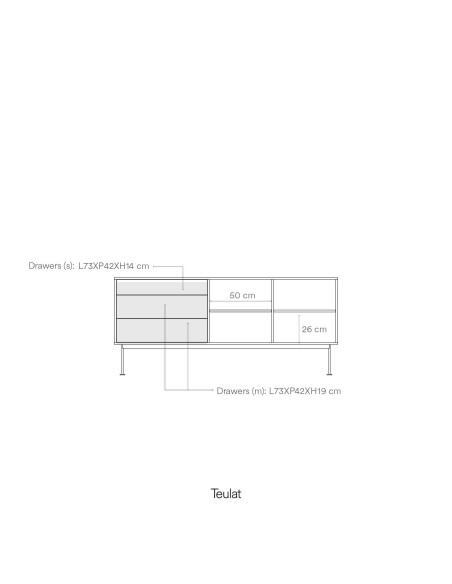 Aparador YOKO 180x45 cm, DM Teja / Roble - Teulat. Vackart