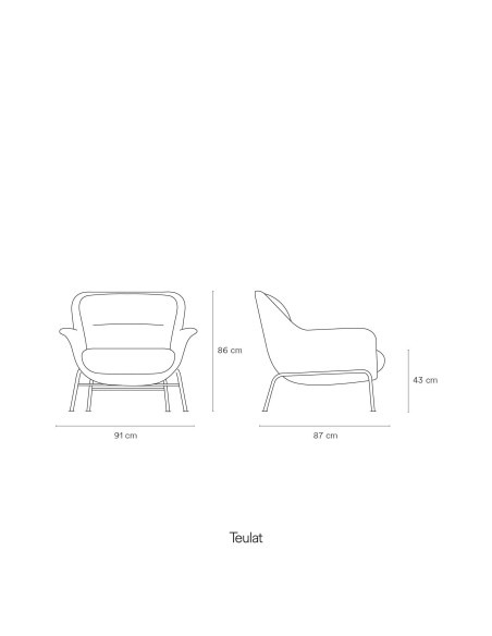 Butaca SADIRA, Textil Azul Petróleo / Metal Negro - Teulat. Vackart